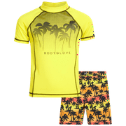 Body Glove Boys’ Rash Guard Set – UPF 50+ Short Sleeve Swim Shirt and Bathing Suit Trunks – Swimwear Set for Boys (4-12)